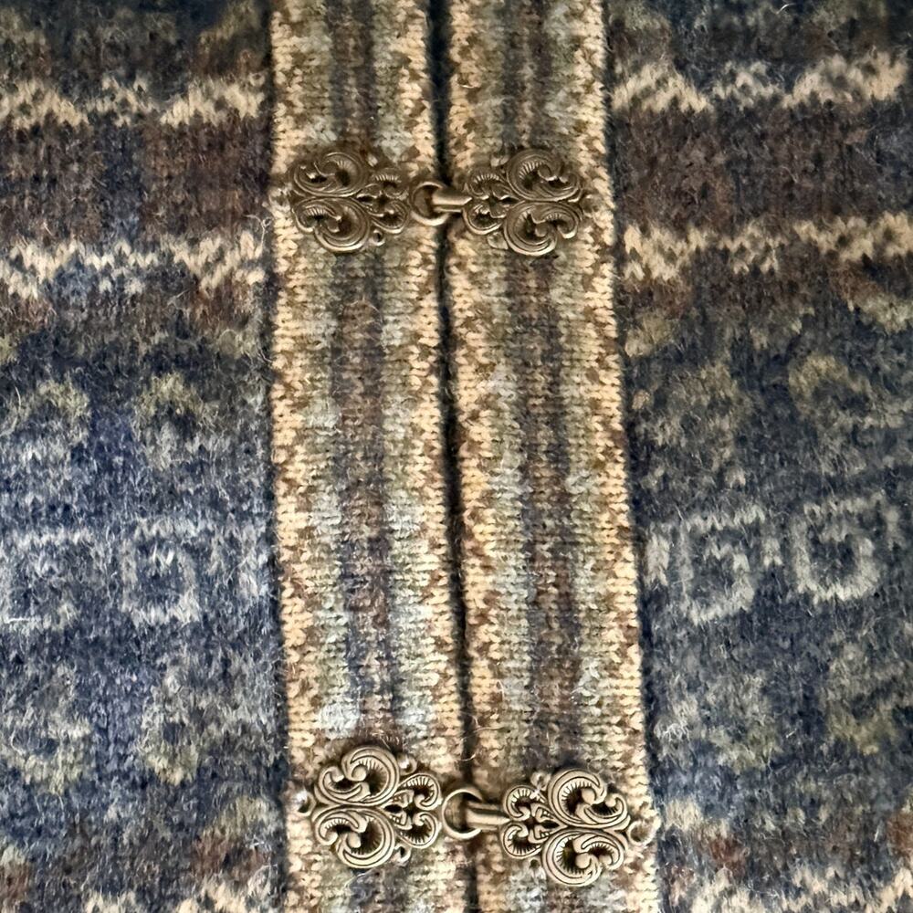 TELLURIDE CLOTHING NWT 100% Wool Nordic Clasp Closure Cardigan Sweater M Blue - Picture 5 of 6